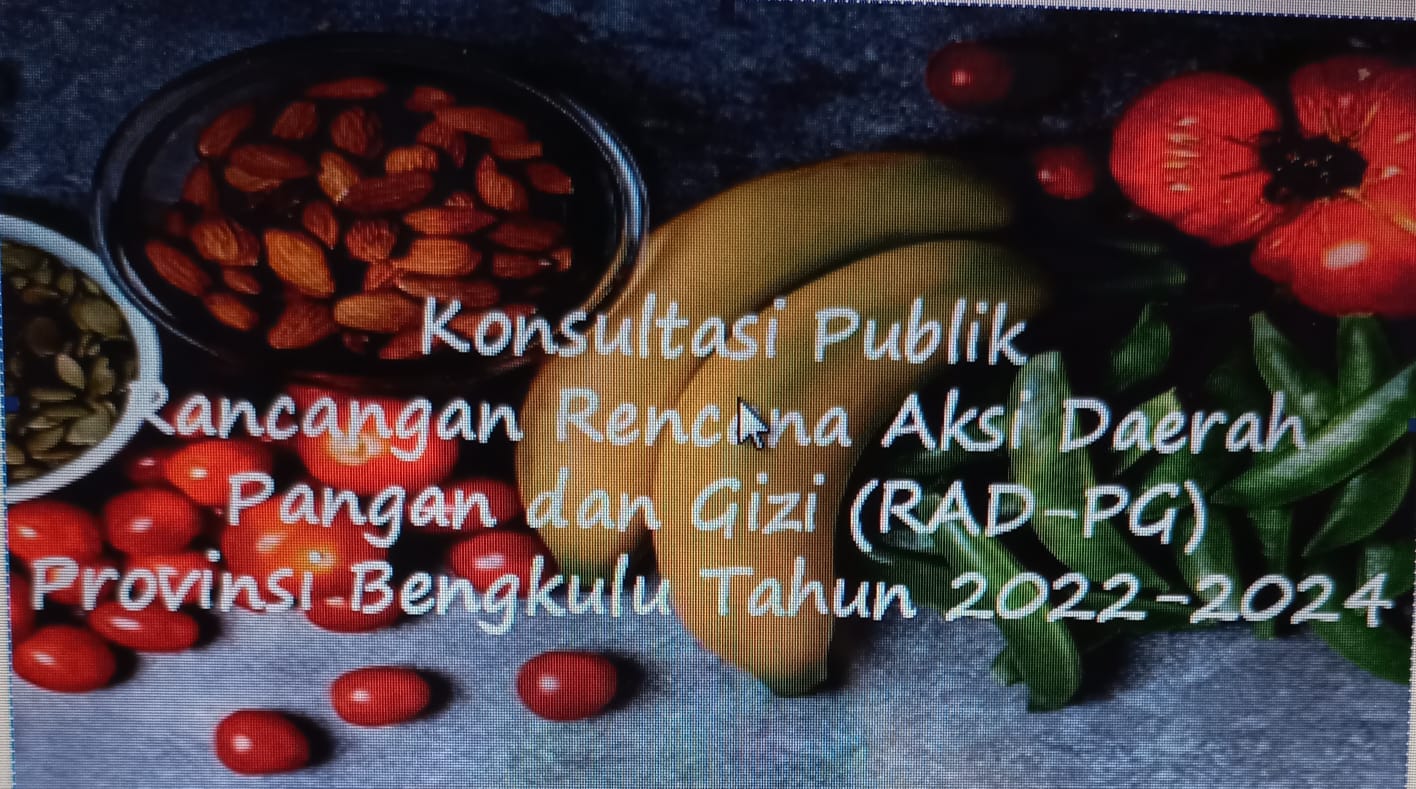 Konsultasi Publik Penyusunan Rencana Aksi Daerah Pangan dan Gizi (RAD-PG) Provinsi Bengkulu Tahun 2022-2024