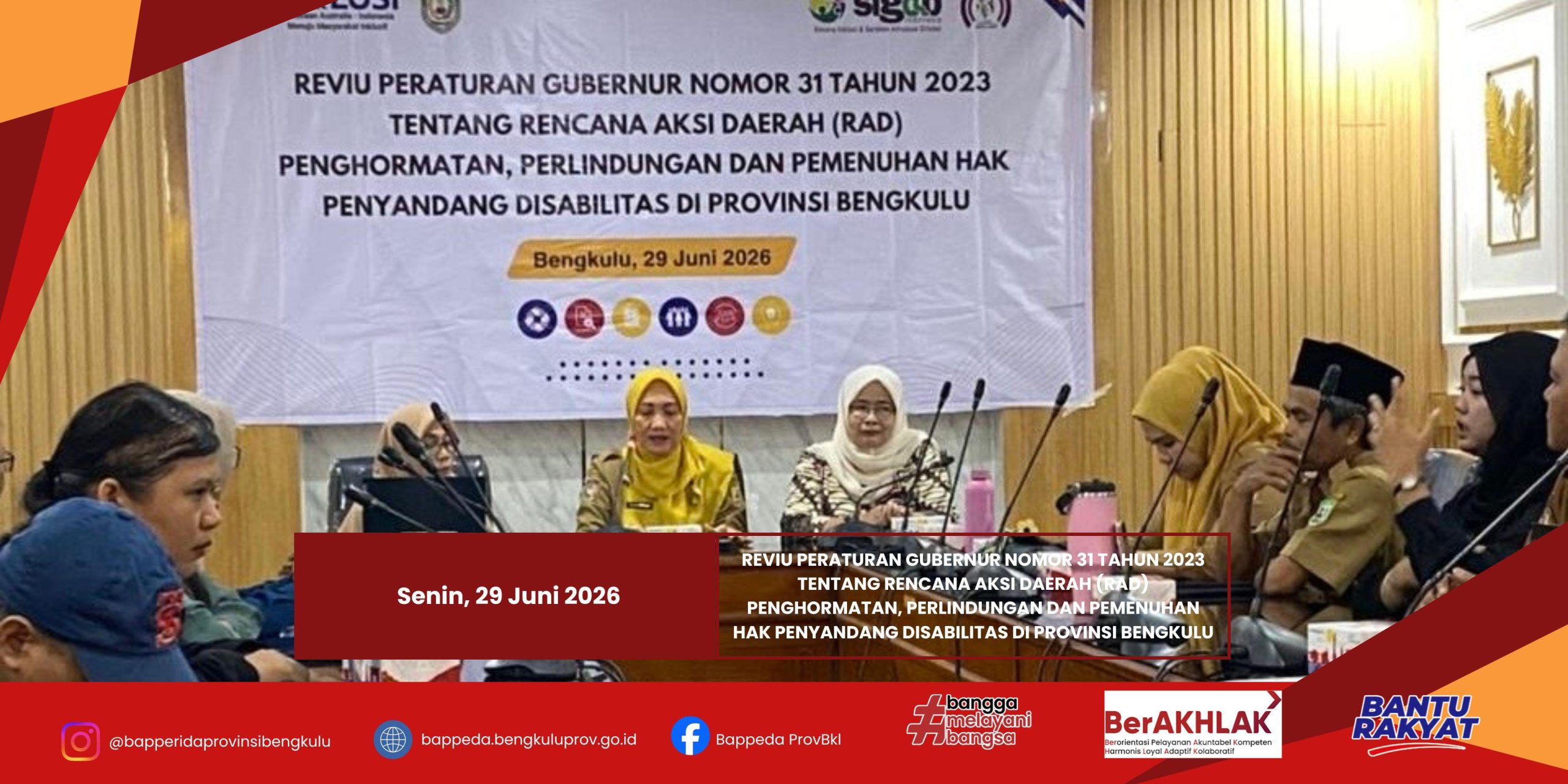 Kepala Bapperida Provinsi Bengkulu Pimpin Rapat Reviu RAD Penyandang Disabilitas Tahun 2023–2024